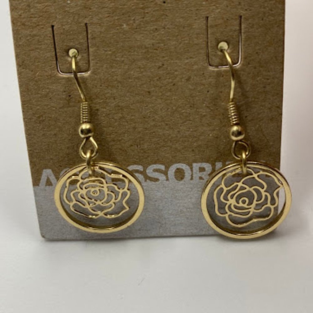 Gold Flower Dangle Earrings